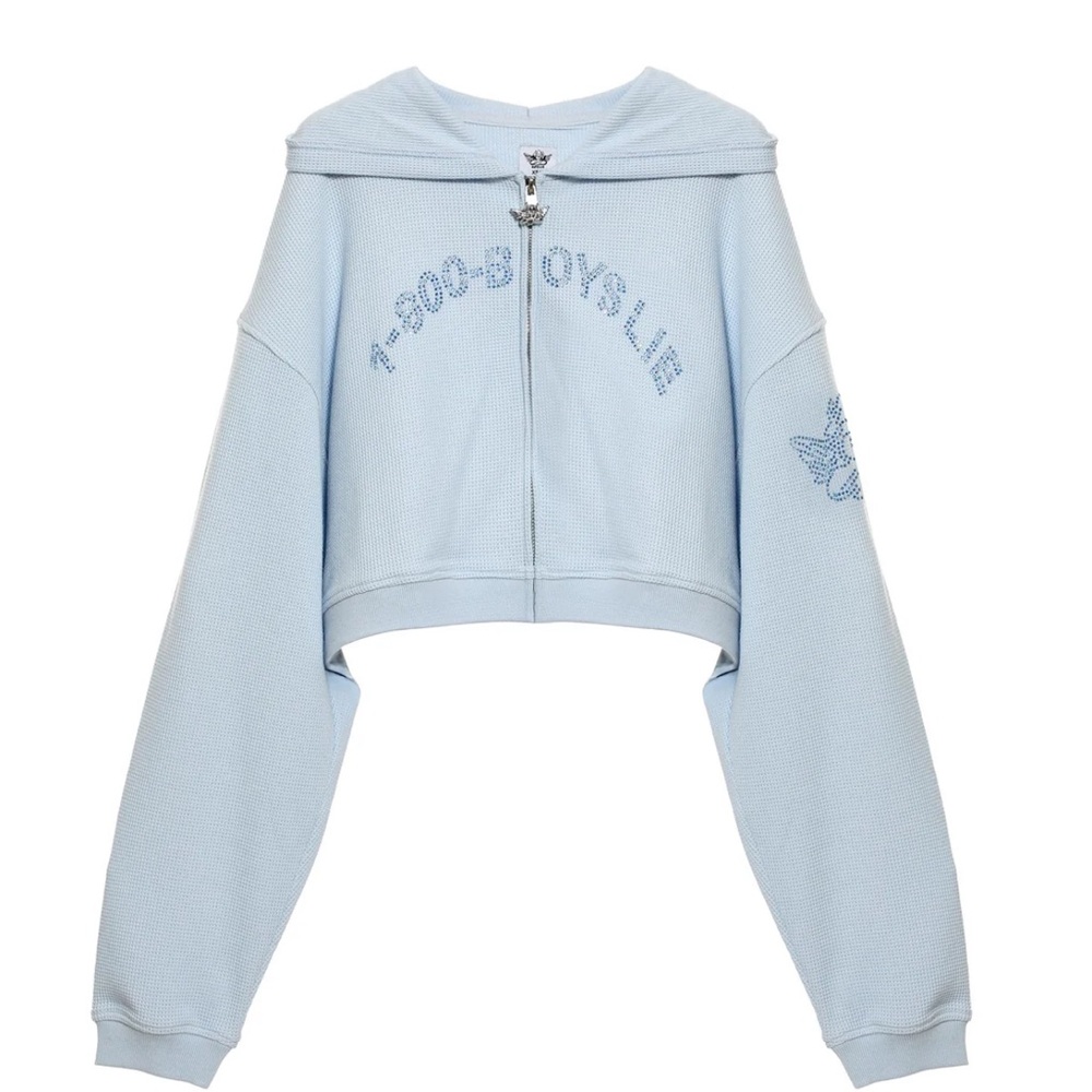 Boys Lie Light Blue Cropped Hoodie